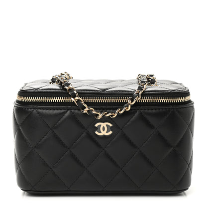 Chanel Lambskin Quilted Small Vanity Case With Chain Black 1 of 9