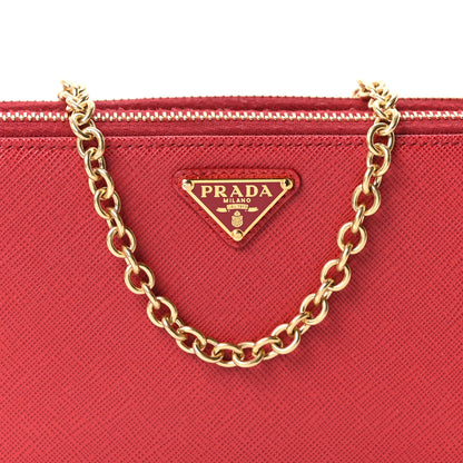 Prada Saffiano Lux Mini Double Zip Chain Crossbody Bag Fuoco 8 of 10