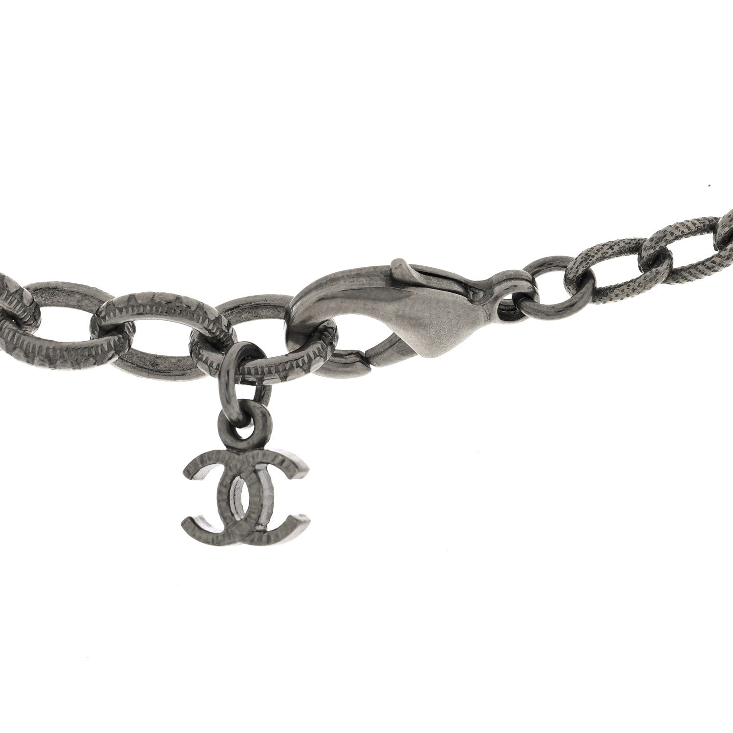 Chanel Crystal Baguette CC Double Strand Necklace Silver 4 of 4