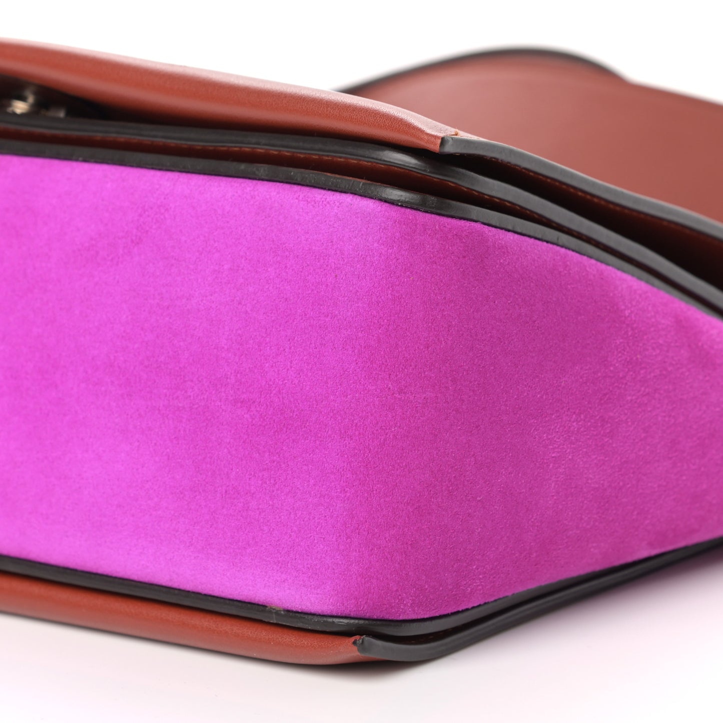 Suede Calfskin Medium Frame Shoulder Bag Brick