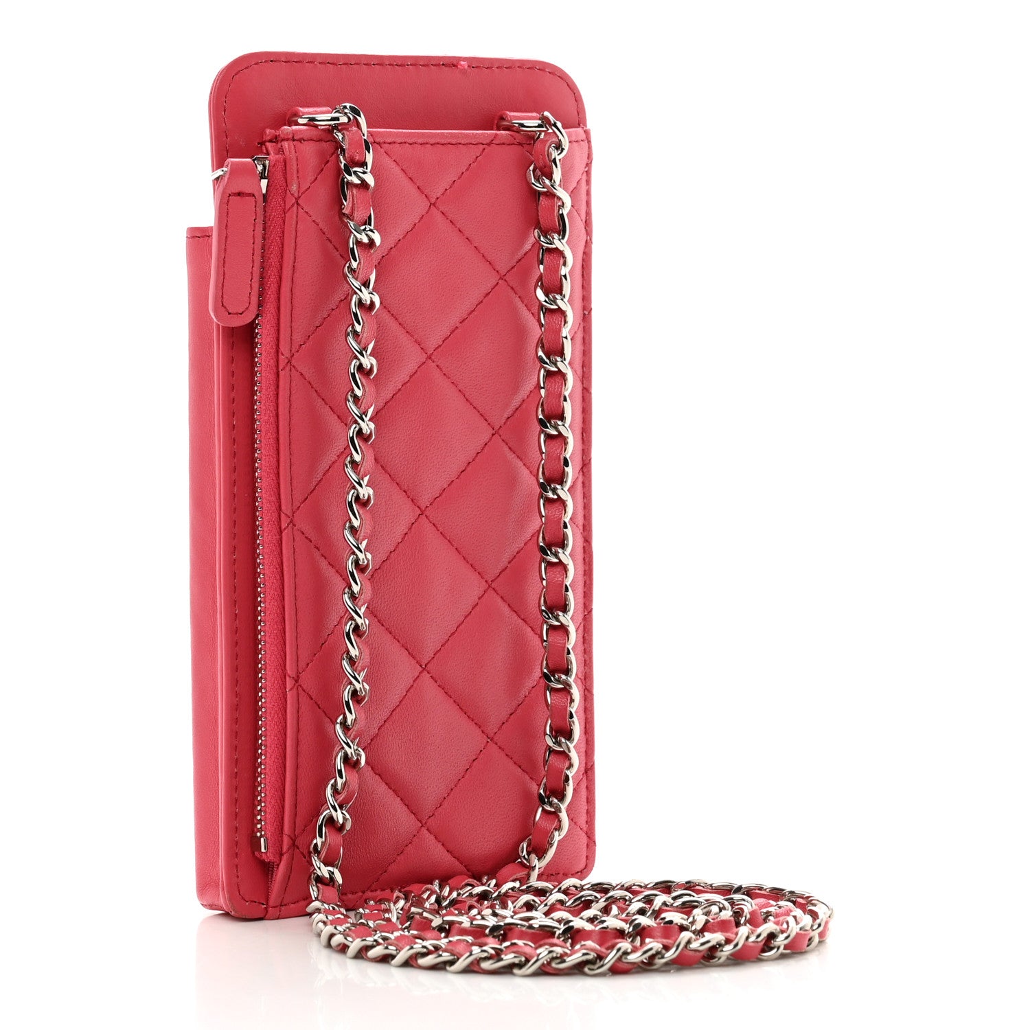 Chanel Lambskin Quilted Phone Chain Clutch Bag Pink 3 of 10