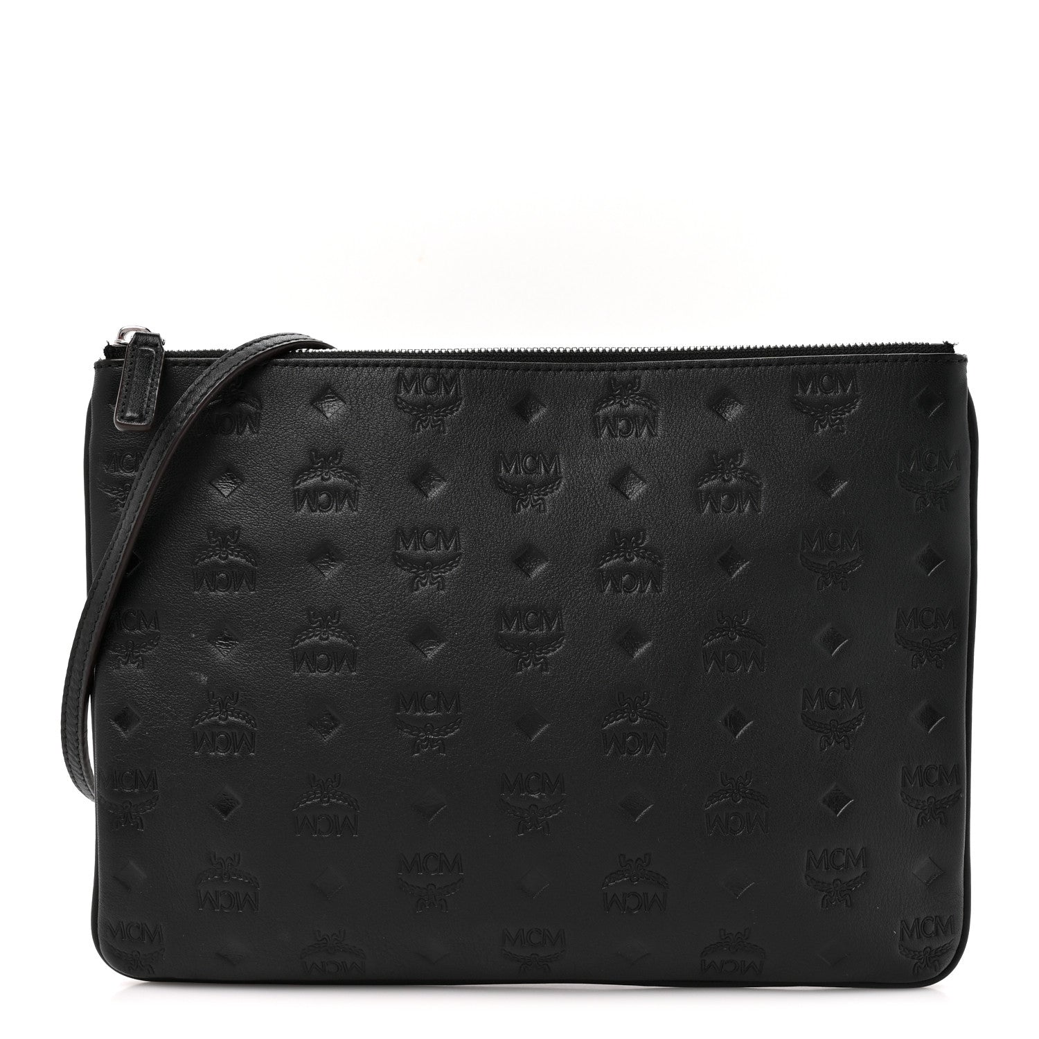 MCM Calfskin Ottomar Monogram Aren Crossbody Pouch Black 1 of 9