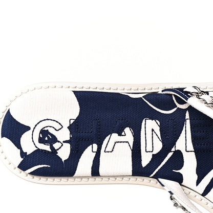 Chanel Canvas CC Chain Thong Sandals 39 Blue White 7 of 8