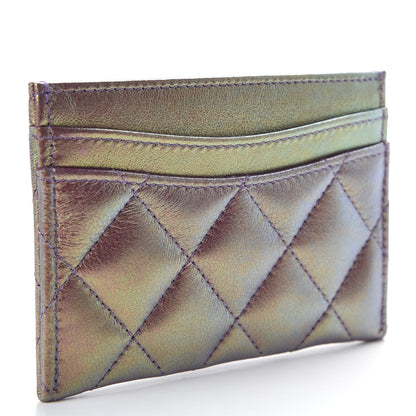 Chanel Metallic Lambskin Quilted Card Holder Purple 3 of 8