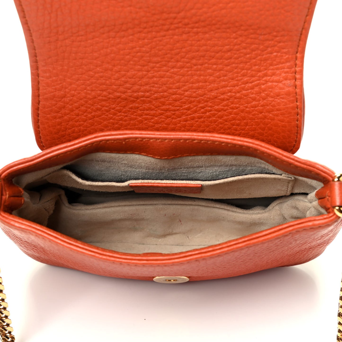Pebbled Calfskin Small 1973 Chain Shoulder Bag Orange