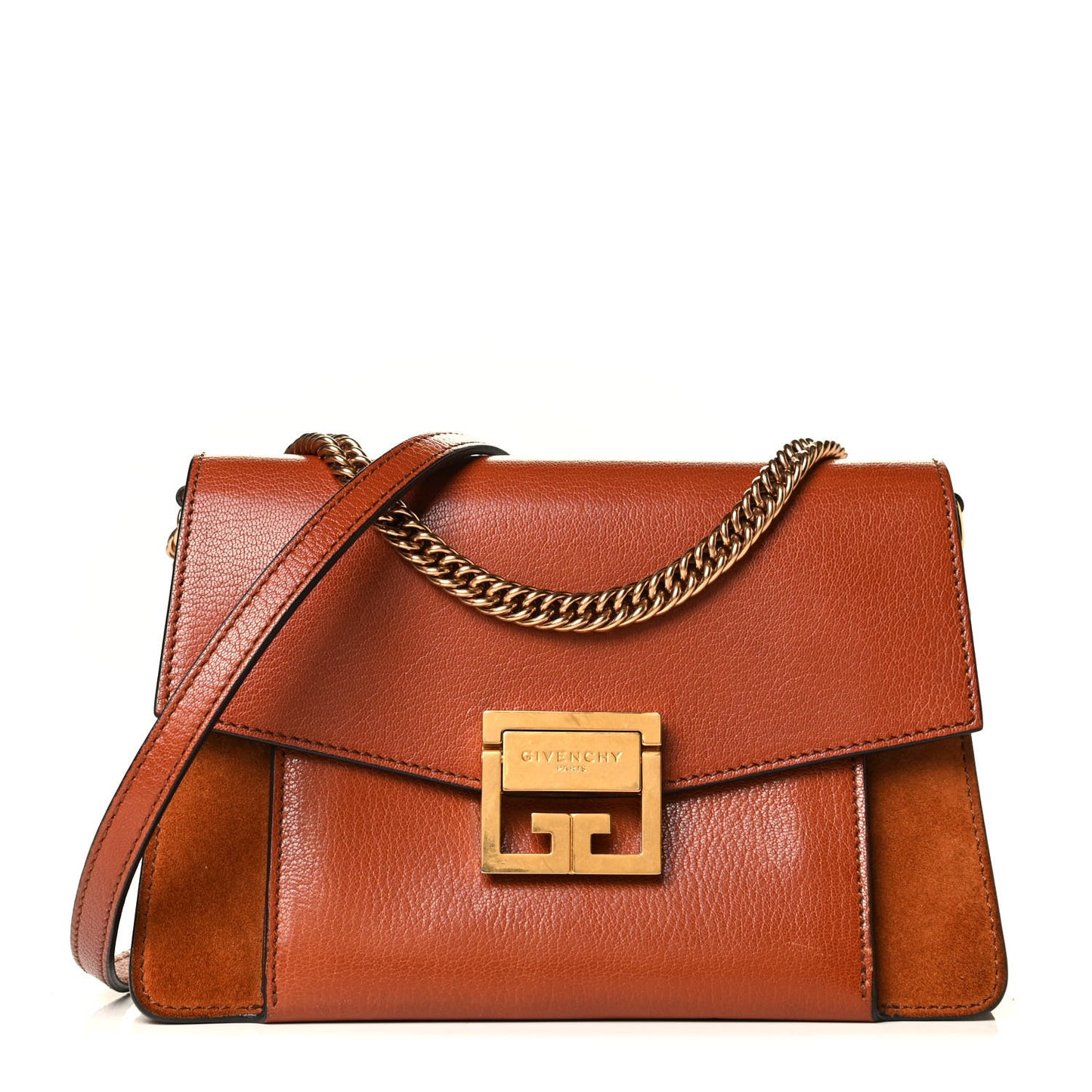Goatskin Suede Small GV3 Shoulder Bag Amber Mastic