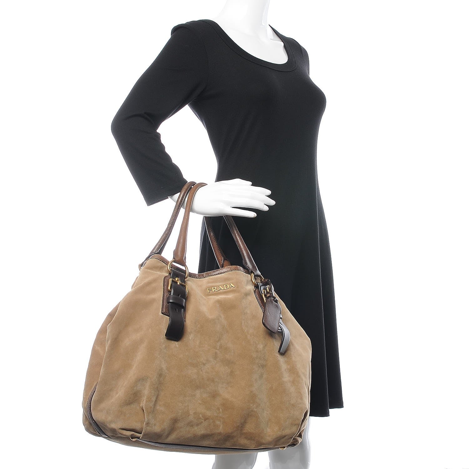 Prada Scamosciato Suede Satchel Light Brown 2 of 18