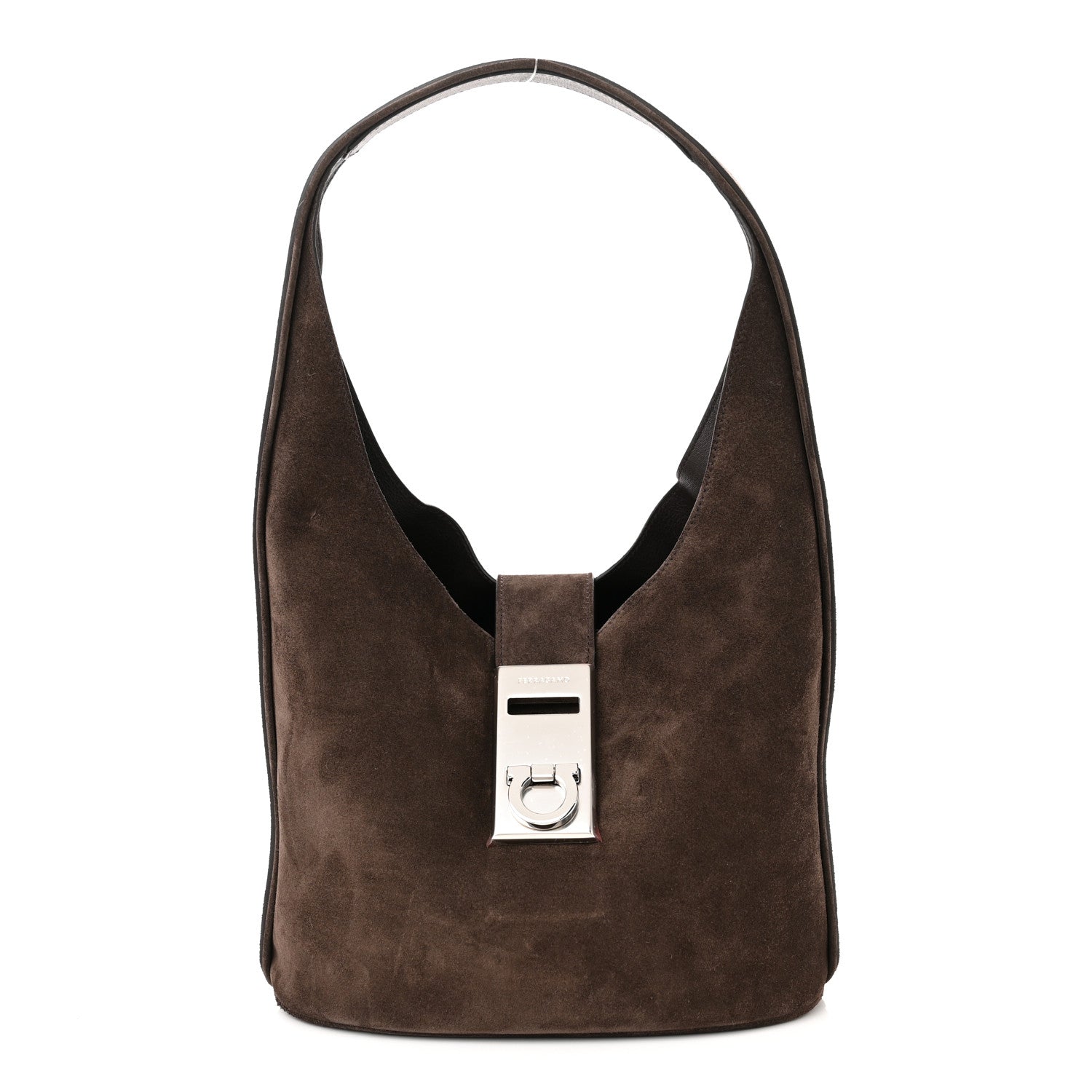 Salvatore Ferragamo Calfskin Suede Medium Archivo Gancio Hobo Testa di Moro 3 of 11