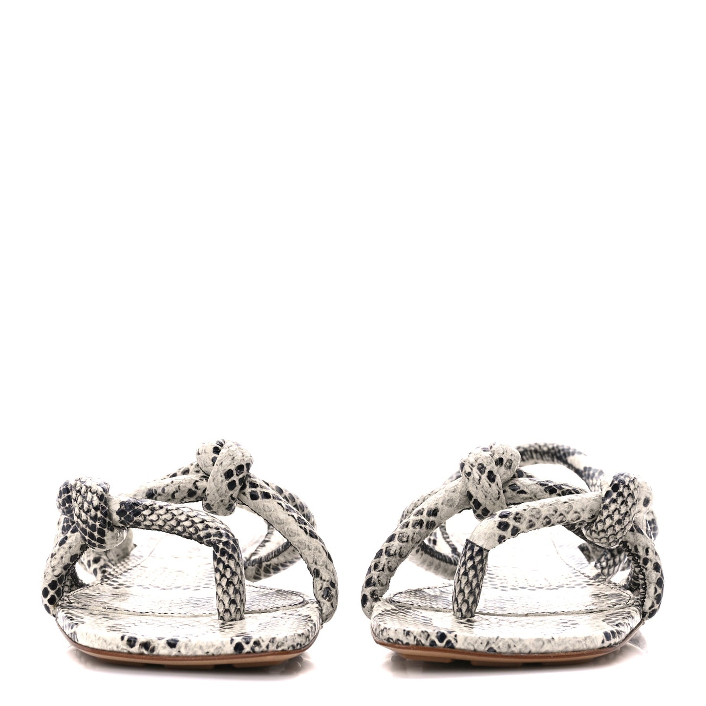Calfskin Knotted Python Print Jimbo Flat Sandals 40 White