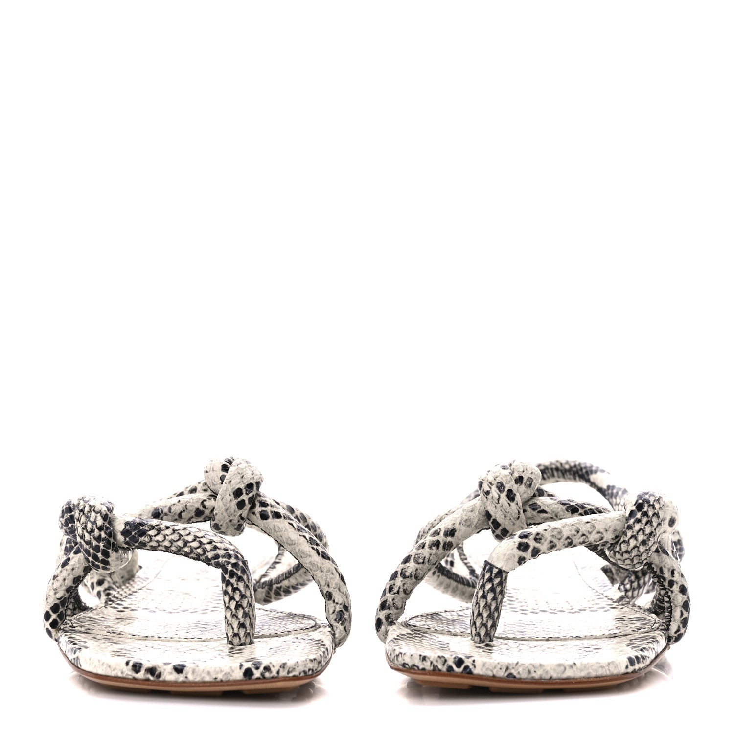Bottega Veneta Calfskin Knotted Python Print Jimbo Flat Sandals 40 White 2 of 7