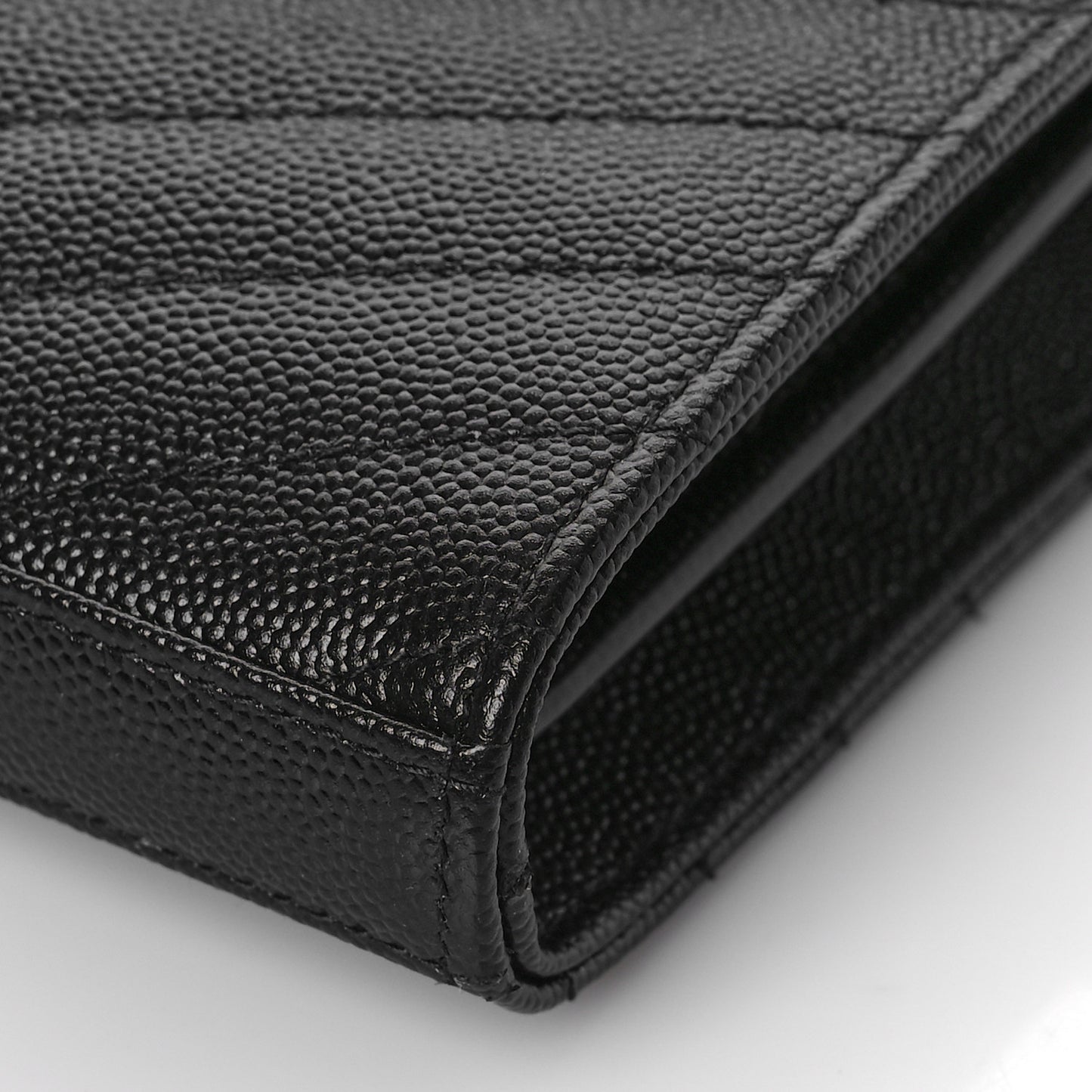 Grain De Poudre Matelasse Chevron Monogram Chain Wallet Black