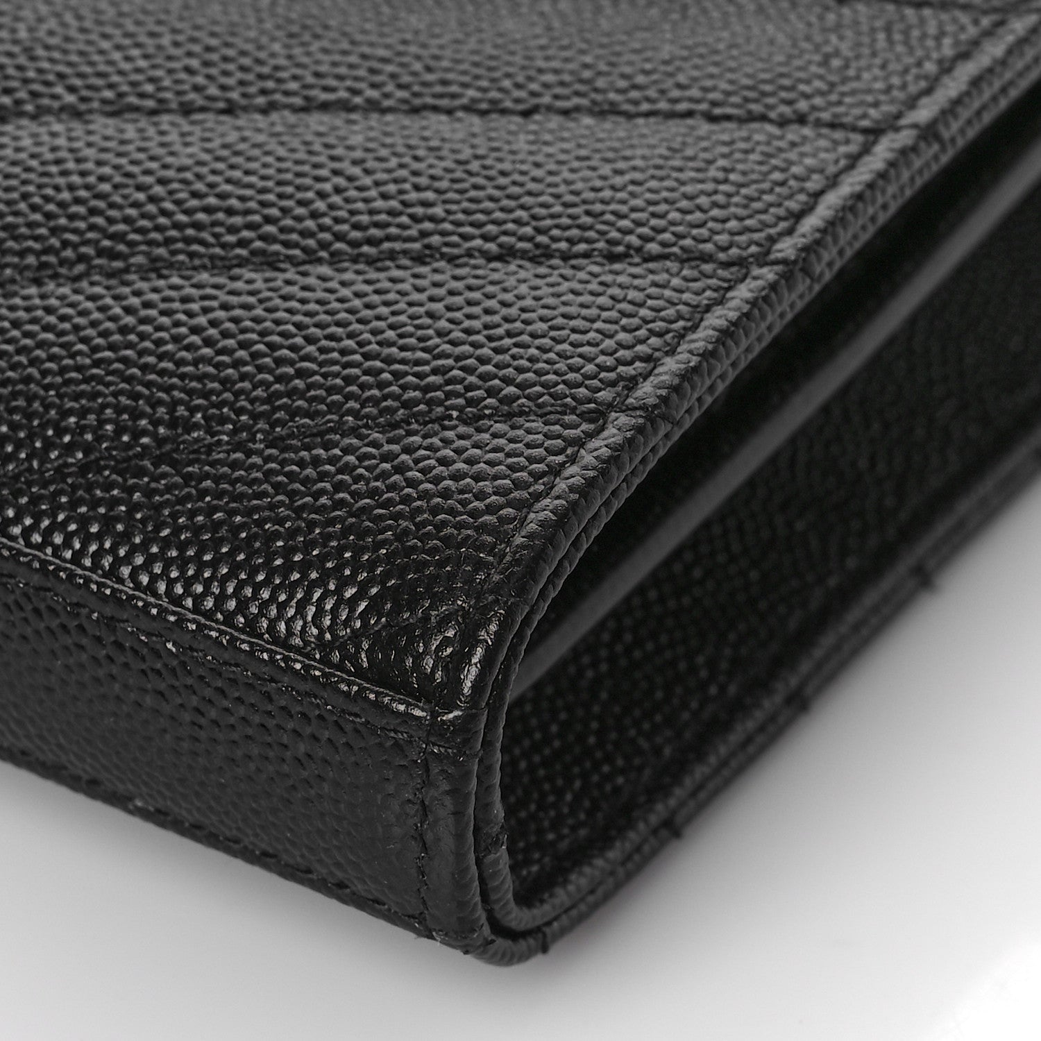 Saint Laurent Grain De Poudre Matelasse Chevron Monogram Chain Wallet Black 8 of 9