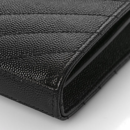 Saint Laurent Grain De Poudre Matelasse Chevron Monogram Chain Wallet Black 8 of 9