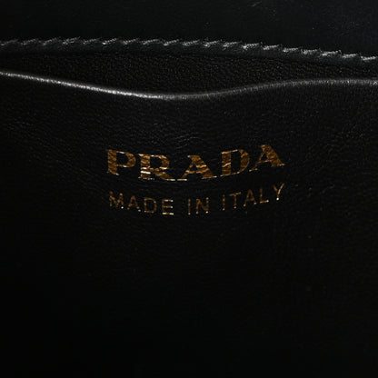 Prada Spazzolato Floral Embossed Metal Triangle Logo Tote Black 6 of 9