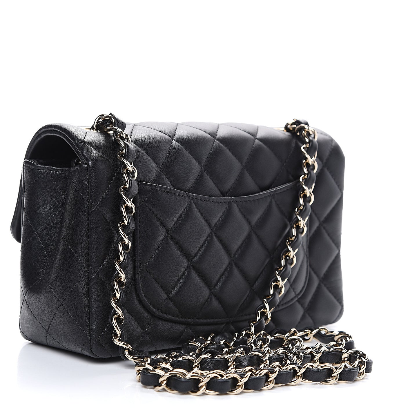 Lambskin Quilted Mini Rectangular Flap Black