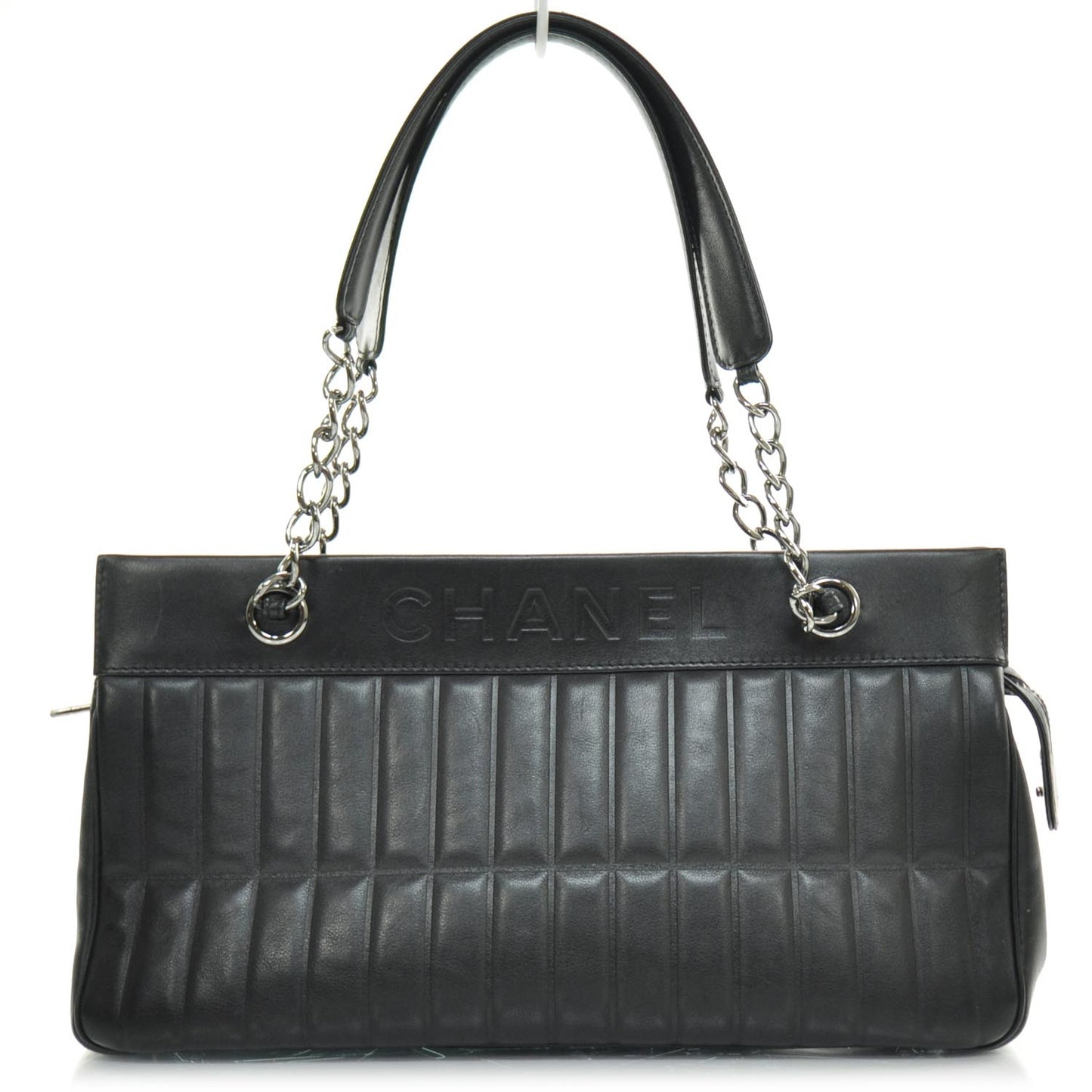 Vertical Quilted Leather Lax East West Shoulder Bag Black