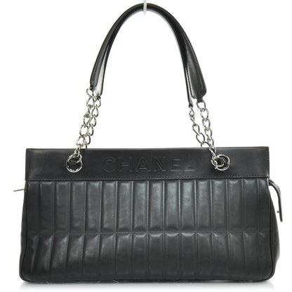 Chanel Vertical Quilted Leather Lax East West Shoulder Bag Black 2 of 10