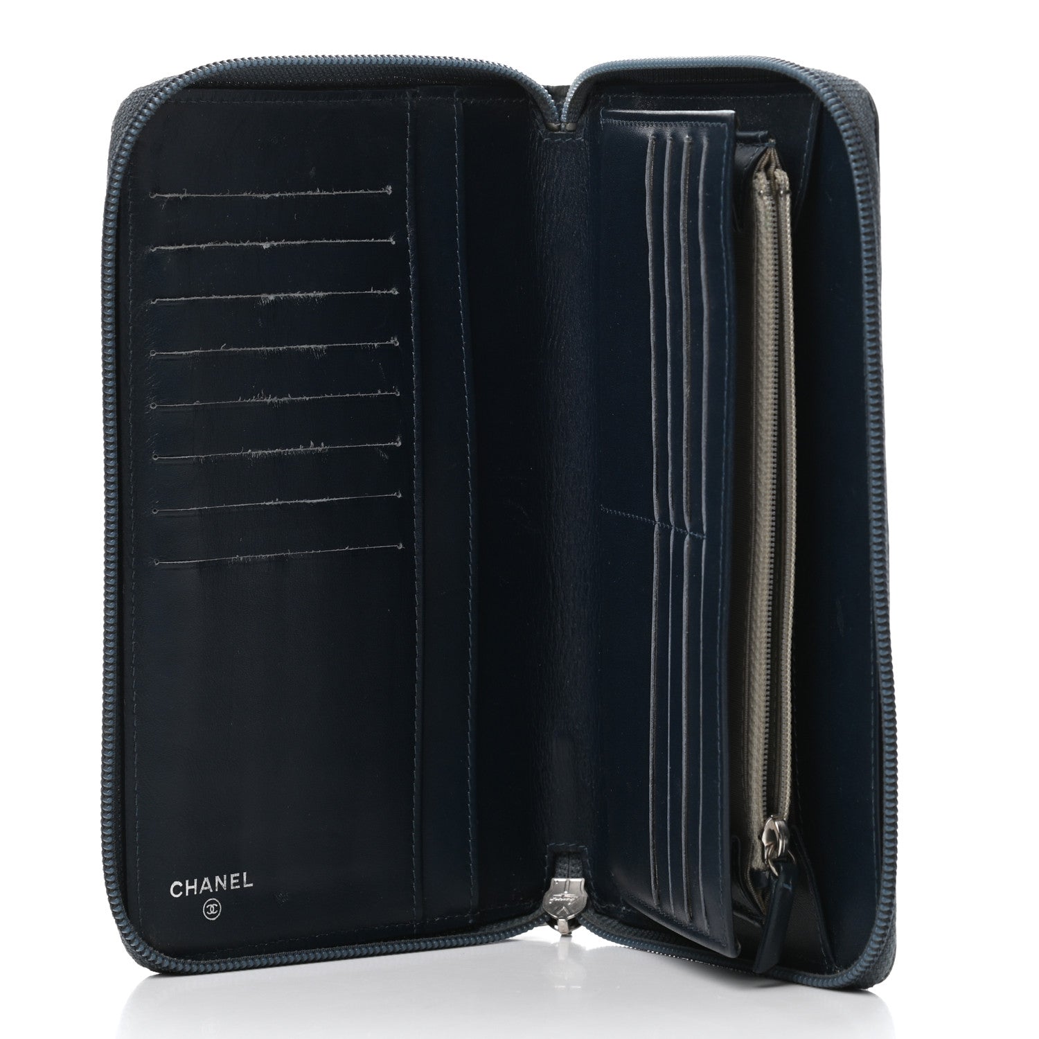 Chanel Caviar Large CC Timeless Zip Around Organizer Wallet Blue 5 of 5