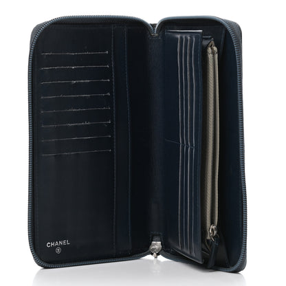 Chanel Caviar Large CC Timeless Zip Around Organizer Wallet Blue 5 of 5