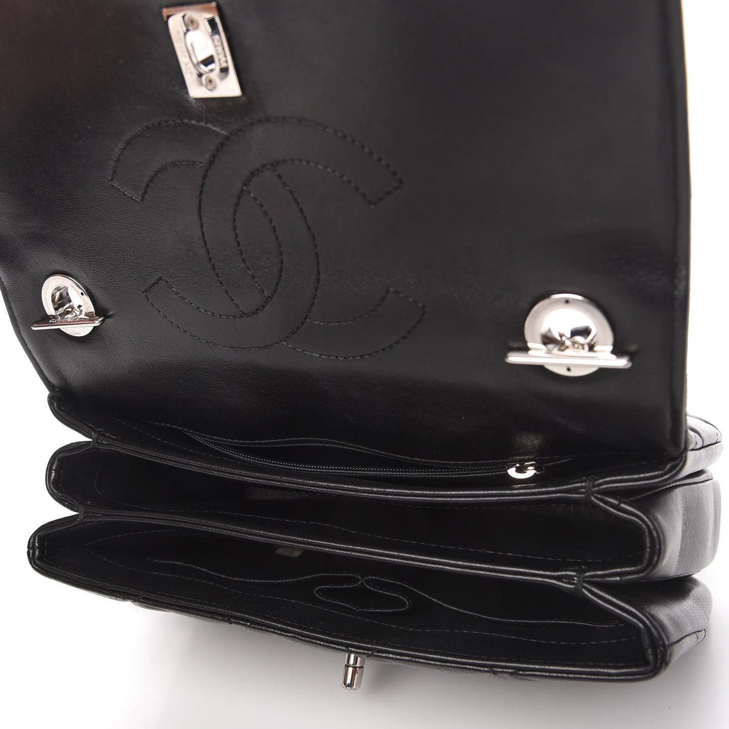 Lambskin Quilted Small Trendy CC Dual Handle Flap Bag Black
