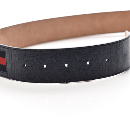 Gucci Calfskin Web Interlocking G Belt 75 30 Navy 6 of 6