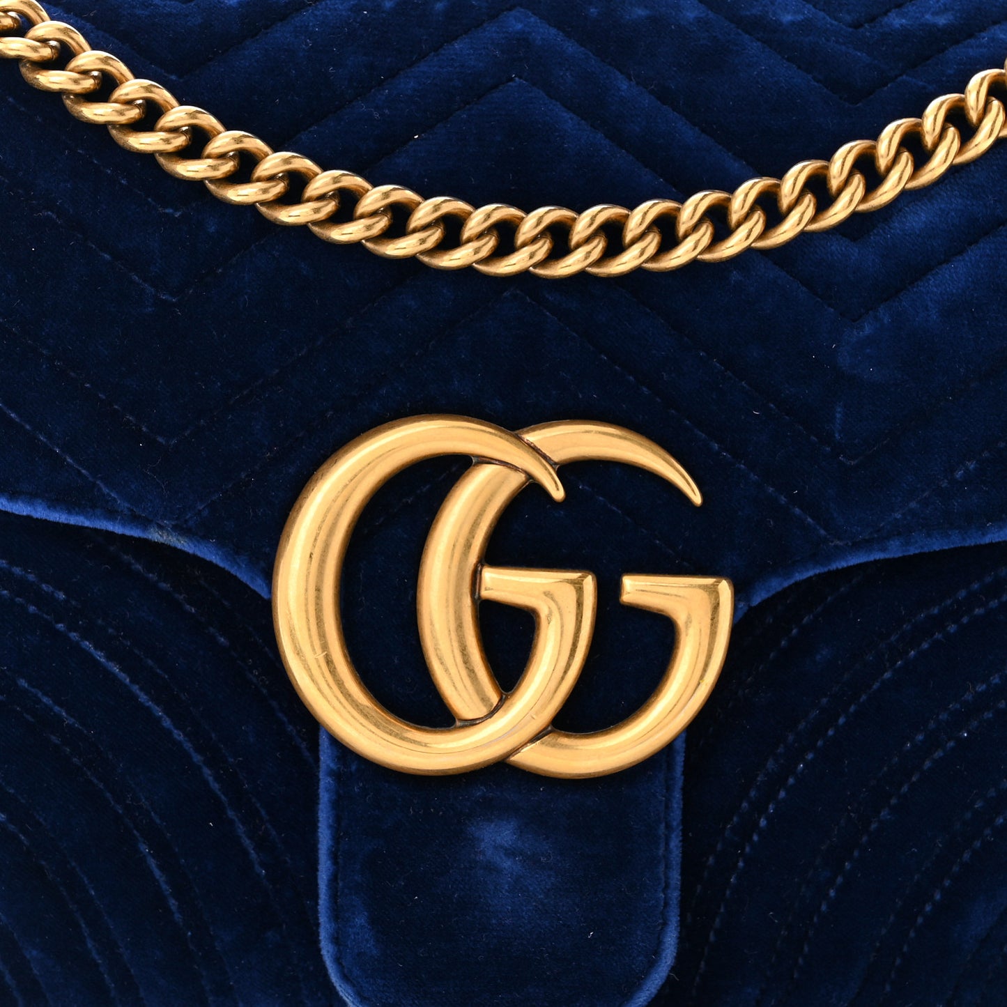 Velvet Matelasse Mini GG Marmont Shoulder Bag Cobalt Blue