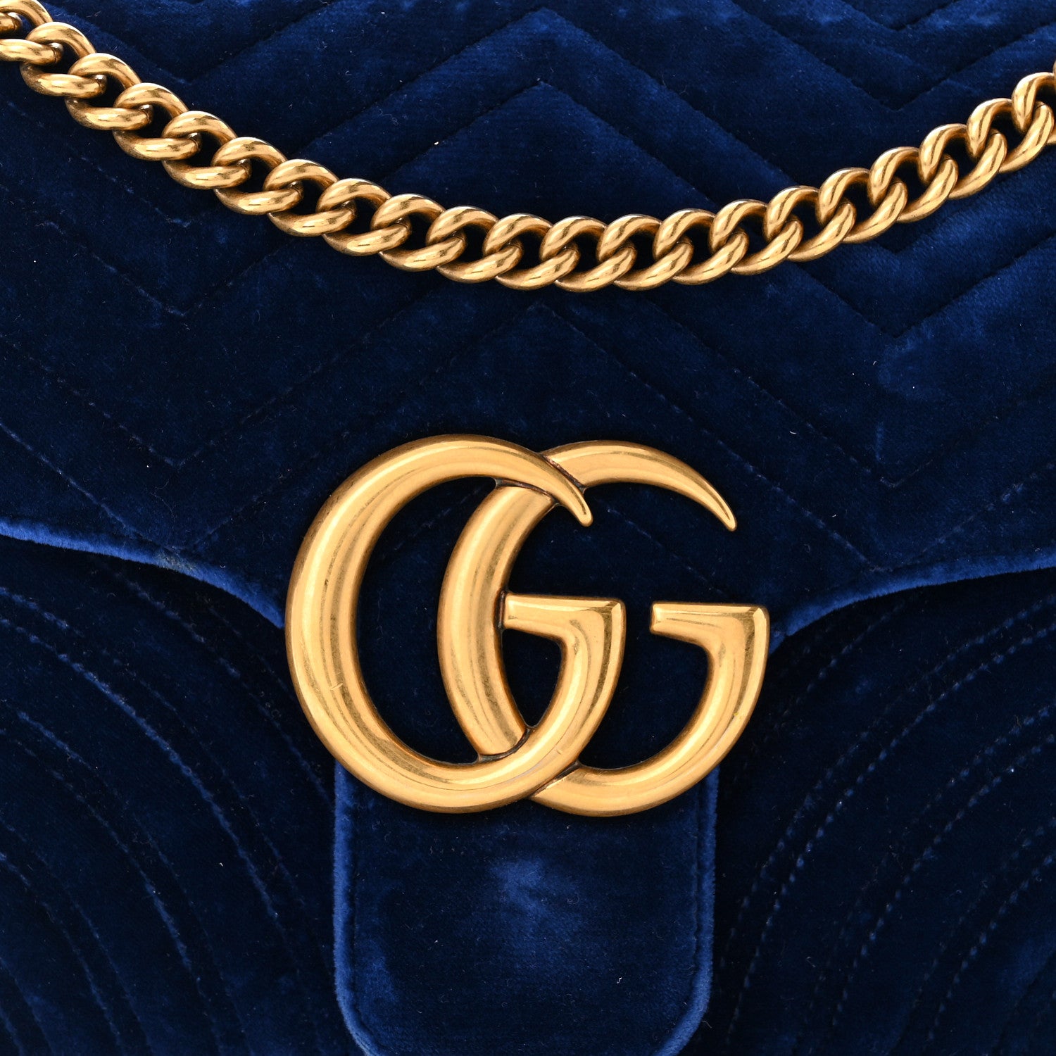 Gucci Velvet Matelasse Mini GG Marmont Shoulder Bag Cobalt Blue 8 of 14