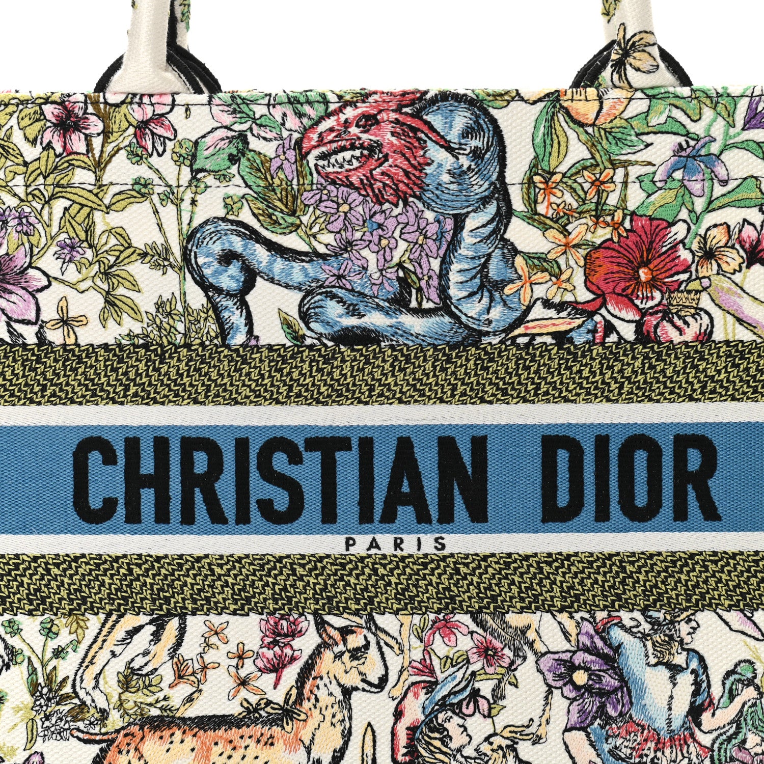Christian Dior Canvas Embroidered Medium D-Constellation Book Tote Latte Multicolor 8 of 10
