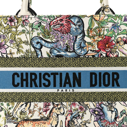 Christian Dior Canvas Embroidered Medium D-Constellation Book Tote Latte Multicolor 8 of 10