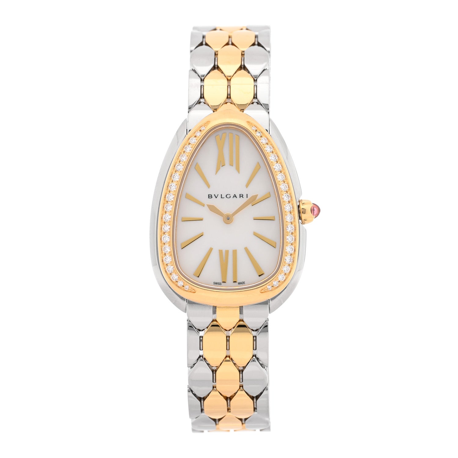 Bulgari Stainless Steel 18K Yellow Gold Diamond Bezel 33mm Serpenti Seduttori Quartz Watch 1 of 5
