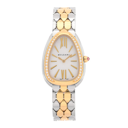 Bulgari Stainless Steel 18K Yellow Gold Diamond Bezel 33mm Serpenti Seduttori Quartz Watch 1 of 5
