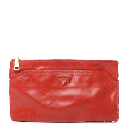 Prada Vitello Shine Clutch Red 1 of 7