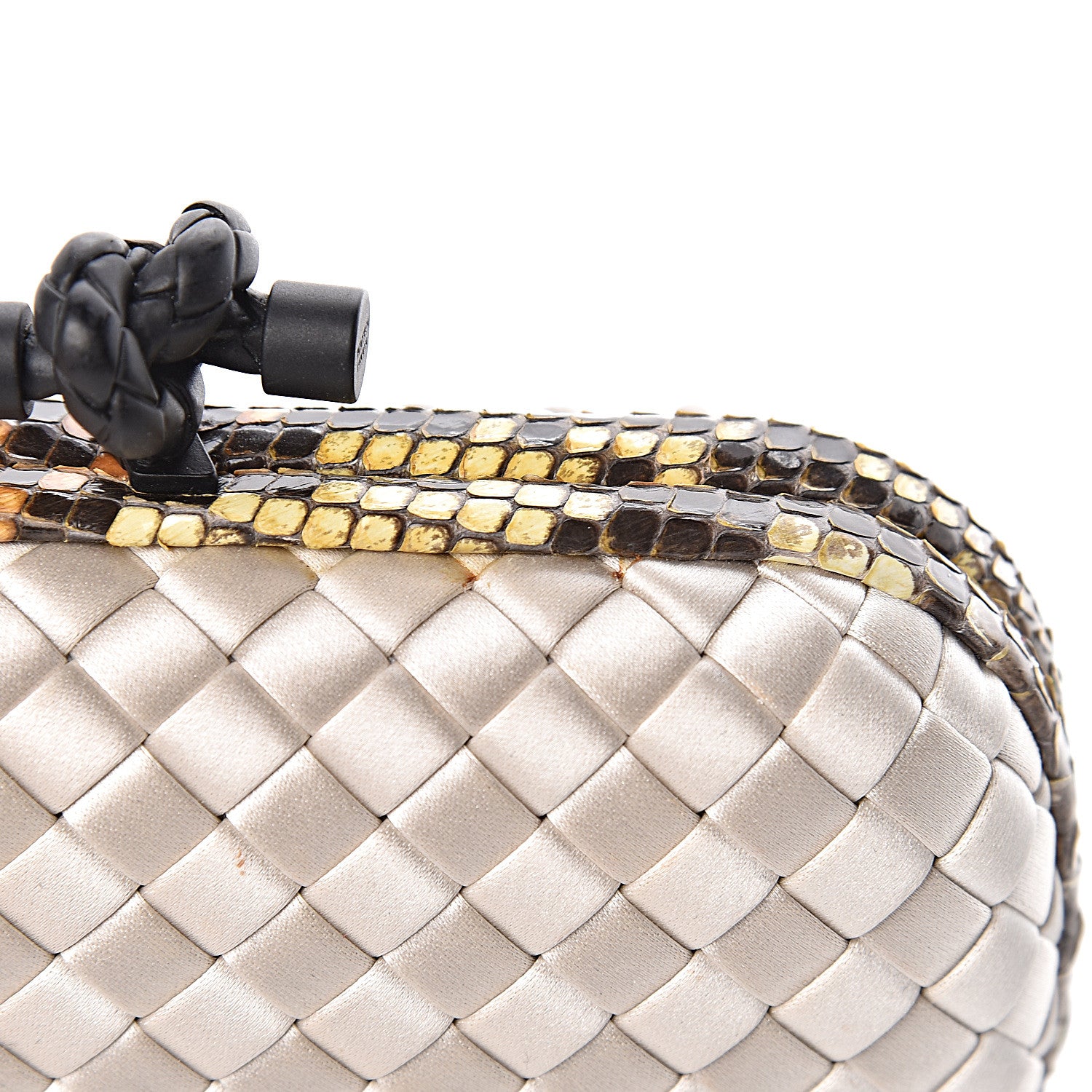 Bottega Veneta Satin Intreccio Impero Ayers Knot Clutch Ivory 9 of 10