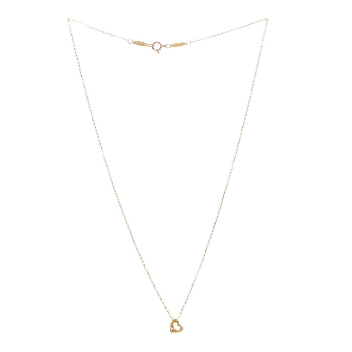 18K Yellow Gold 7mm Elsa Peretti Open Heart Pendant Necklace
