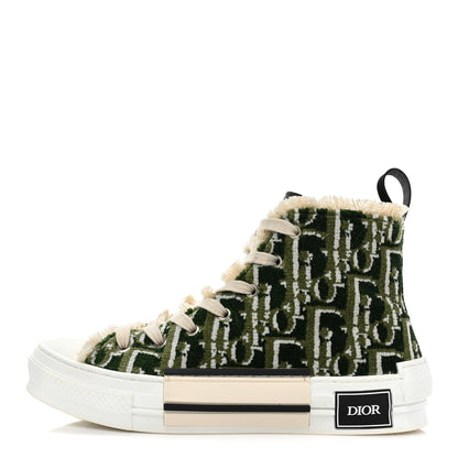 Christian Dior Tapestry Oblique Mens B23 High Top Sneakers 38 Olive 1 of 11