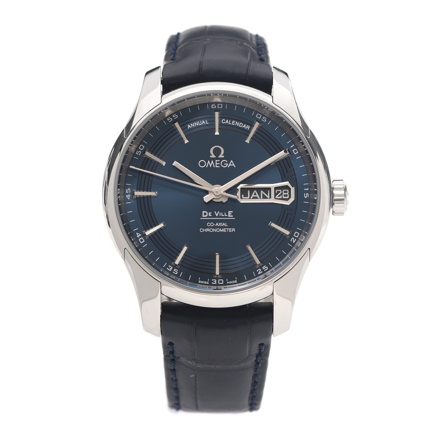 Omega Stainless Steel Alligator 41mm De Ville Co-Axial Annual Calendar Automatic Watch Blue 431.33.41.22.03.001 1 of 6