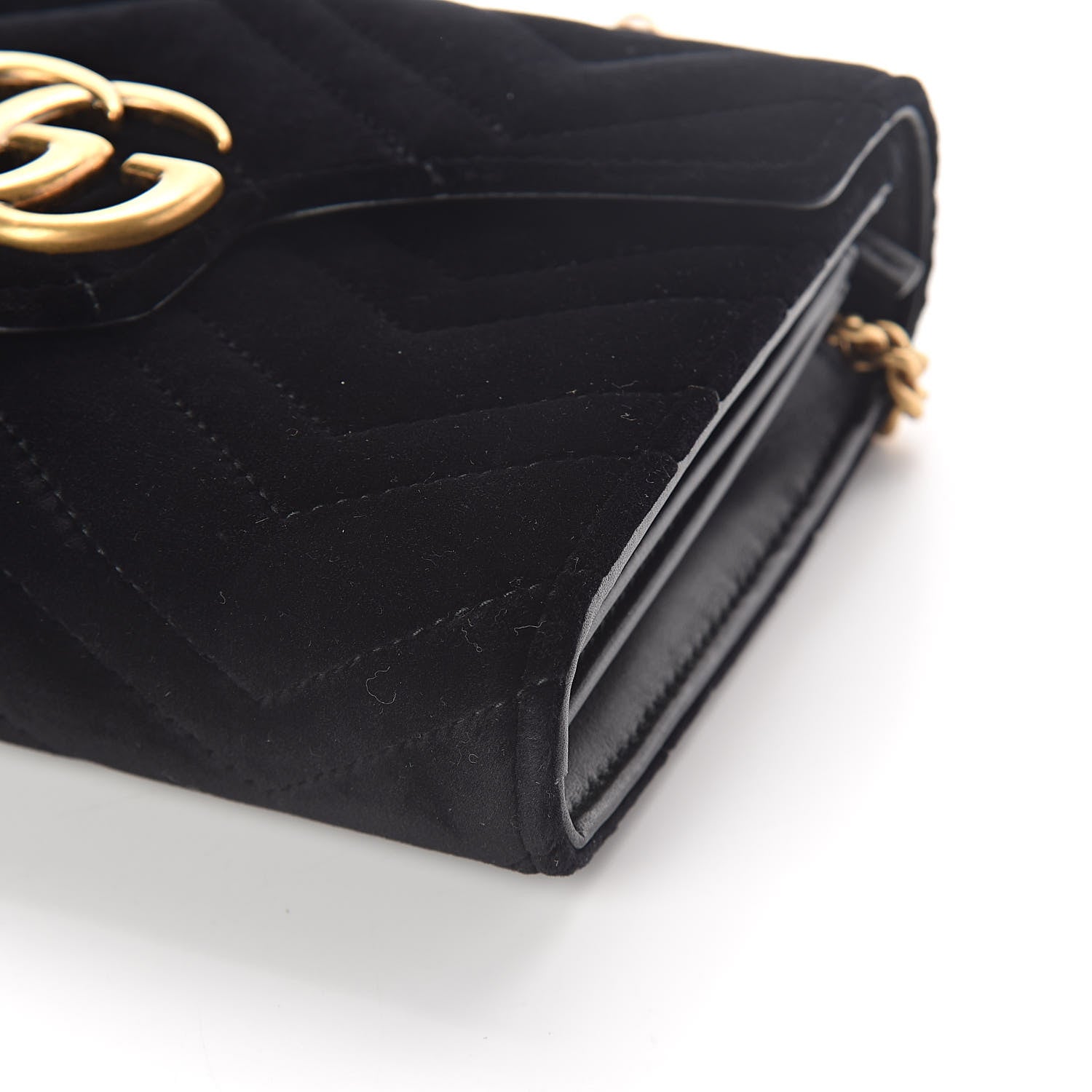 Gucci Velvet Matelasse GG Marmont Chain Wallet Black 9 of 10
