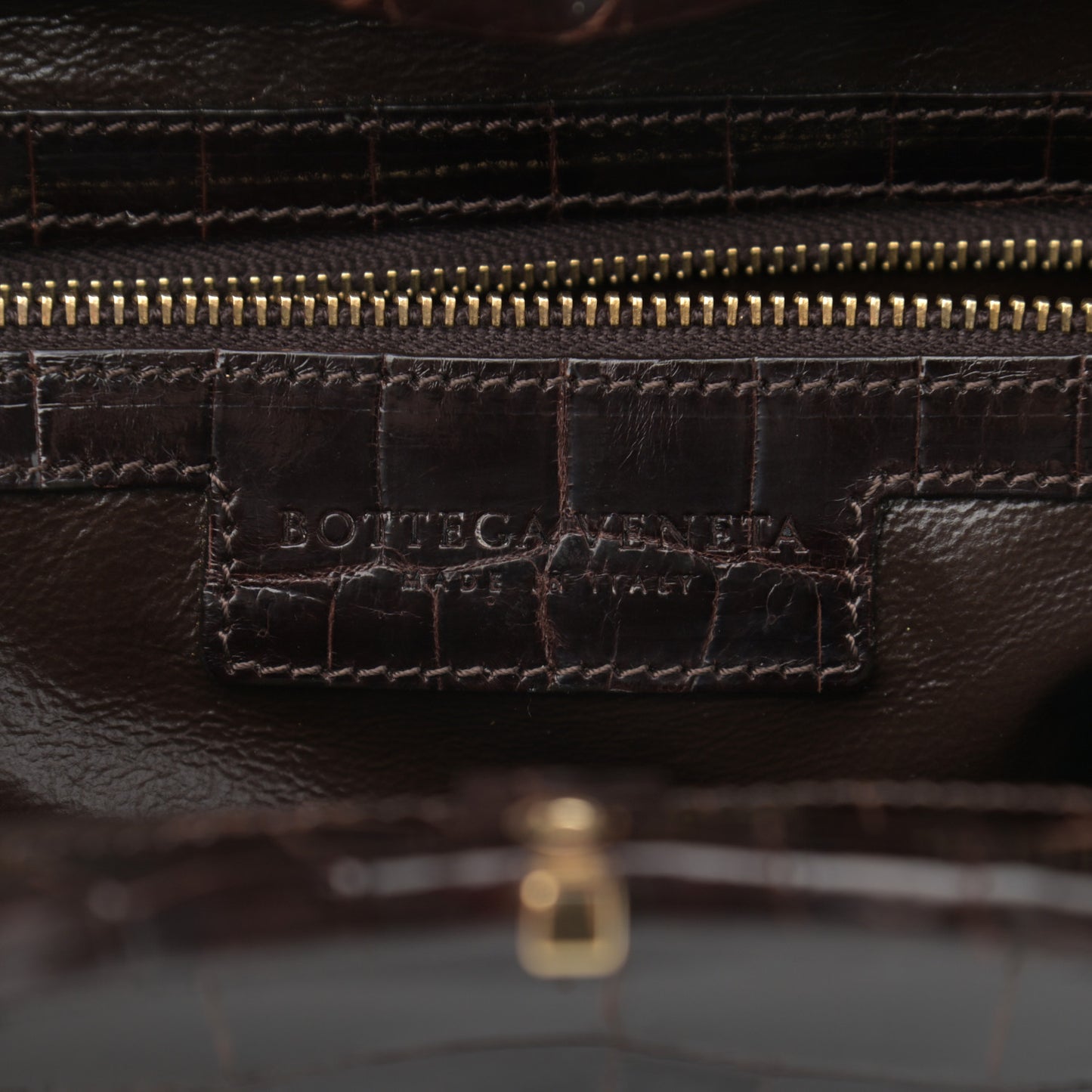 Crocodile Top Handle Bag Brown