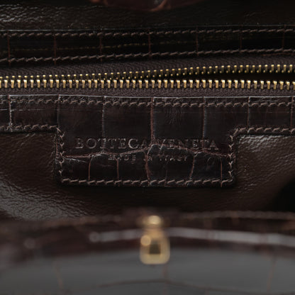 Bottega Veneta Crocodile Top Handle Bag Brown 8 of 14
