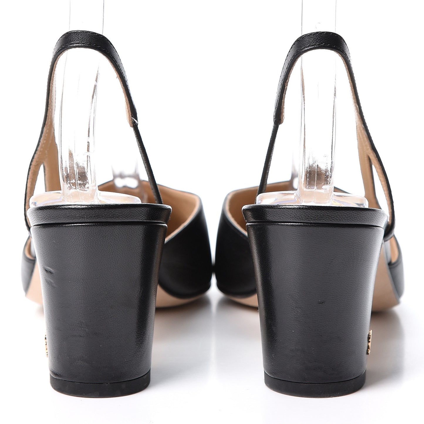 Goatskin Grosgrain Cap Toe CC Slingback Pumps 37.5 Black