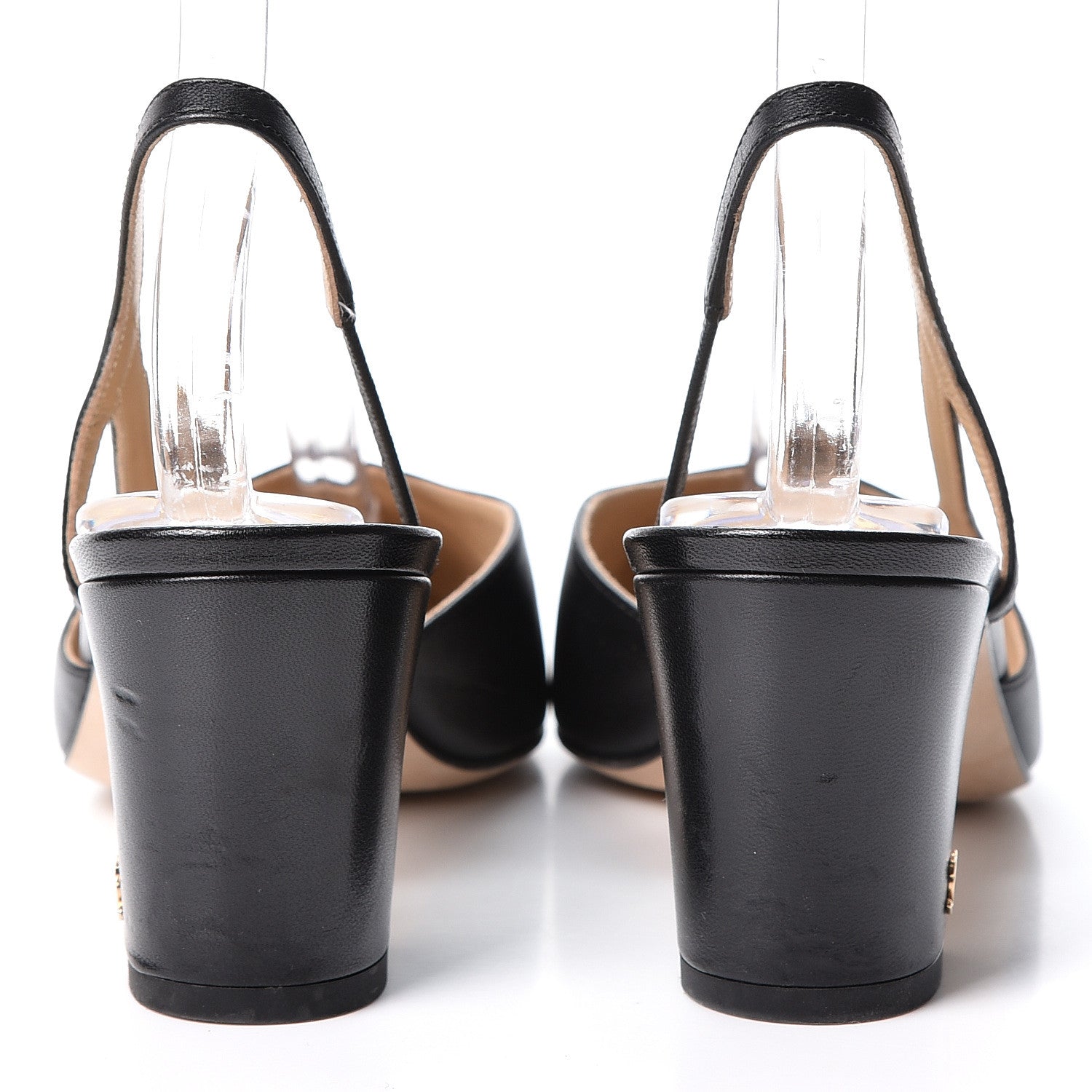 Chanel Goatskin Grosgrain Cap Toe CC Slingback Pumps 37.5 Black 5 of 10