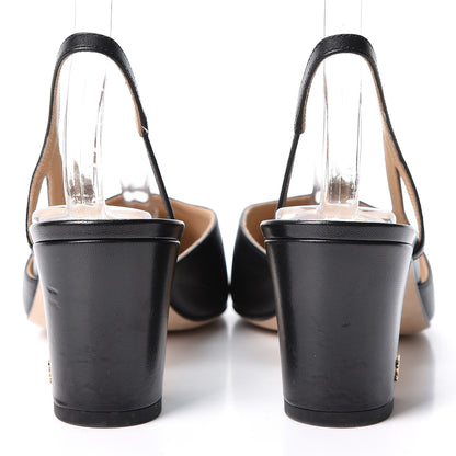 Chanel Goatskin Grosgrain Cap Toe CC Slingback Pumps 37.5 Black 5 of 10