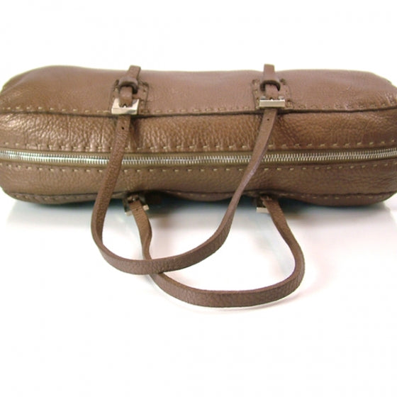 Fendi Calfskin Romano Selleria Bowler Tote Brown 4 of 9