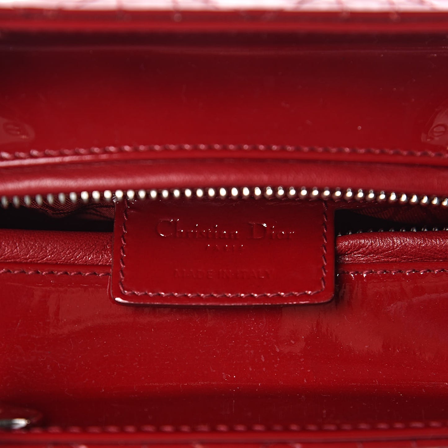 Patent Cannage Medium Lady Dior Red