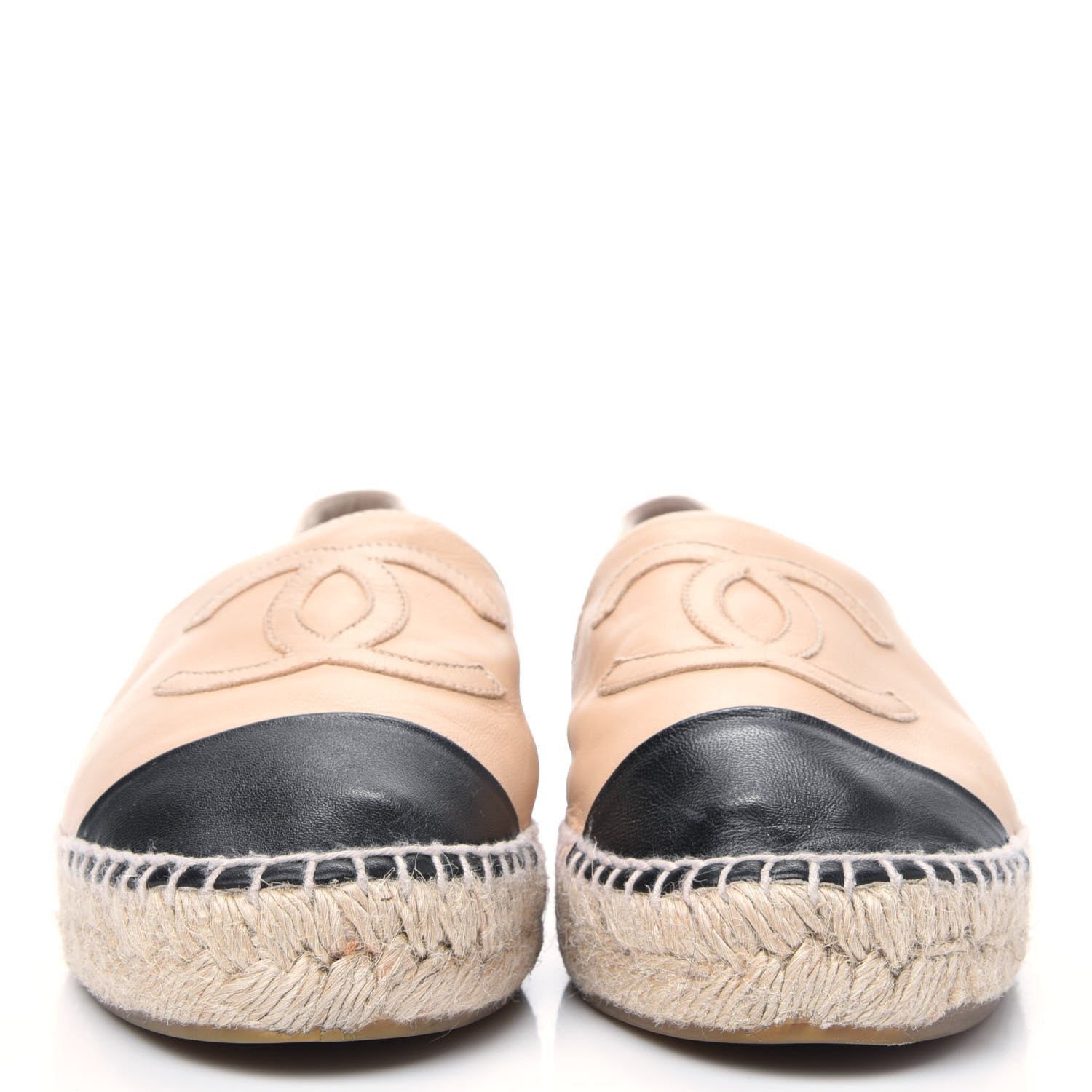 Chanel Lambskin CC Espadrilles 39 Beige Black 2 of 15