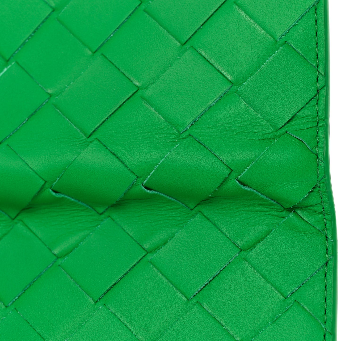 Calfskin Intrecciato Flap Card Case Parakeet