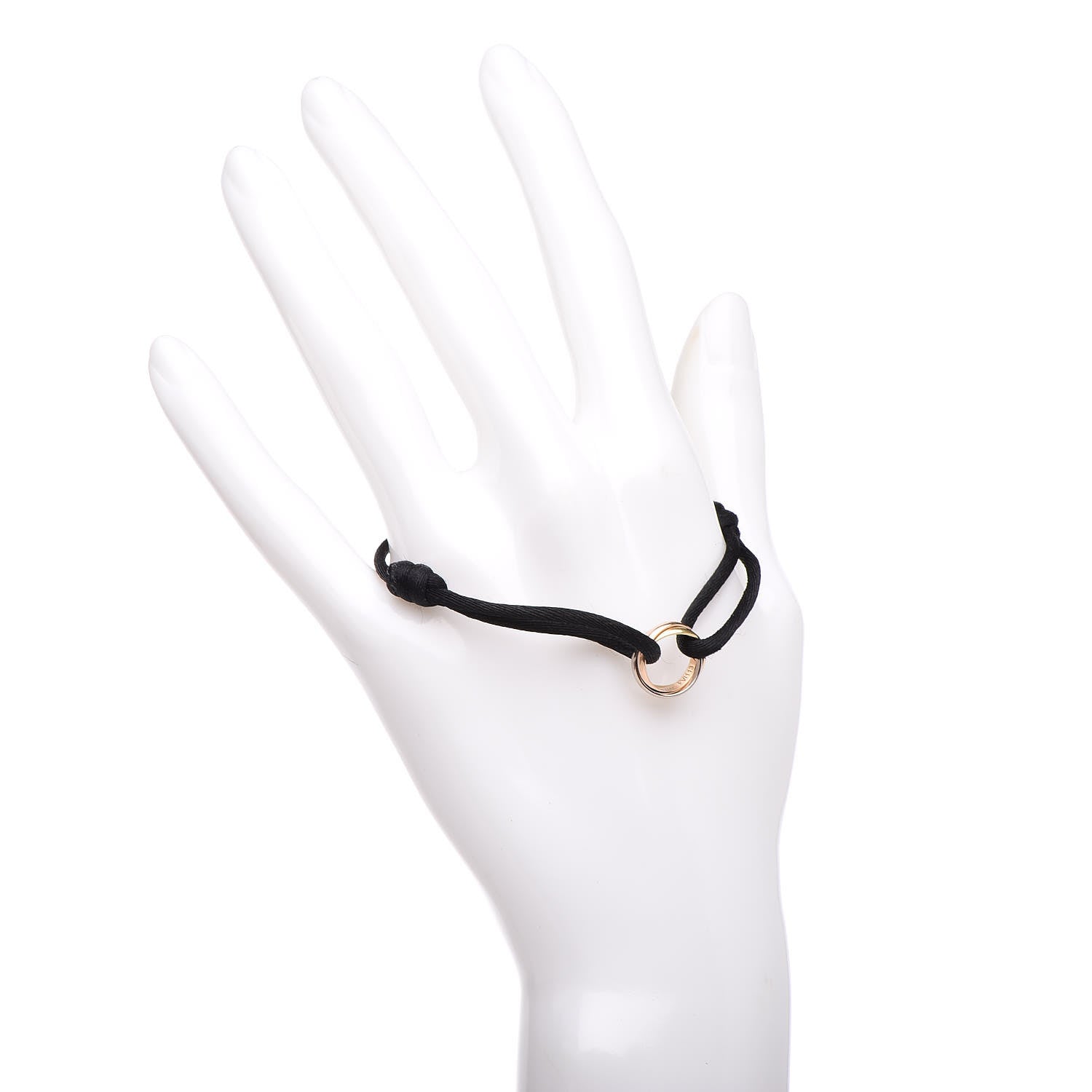Cartier 18K Pink Yellow White Gold Trinity Adjustable Cord Bracelet Black 2 of 4