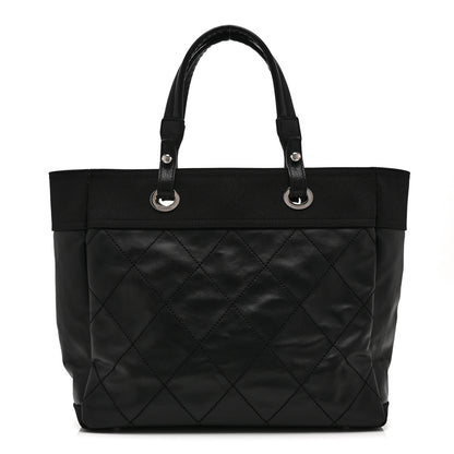Chanel Coated Canvas Quilted Large Paris Biarritz Tote Black 1 of 11
