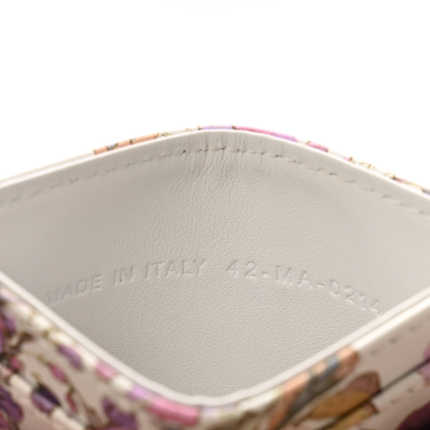 Christian Dior Calfskin Caro Freesia Five-Slot Card Holder White Multicolor 7 of 8