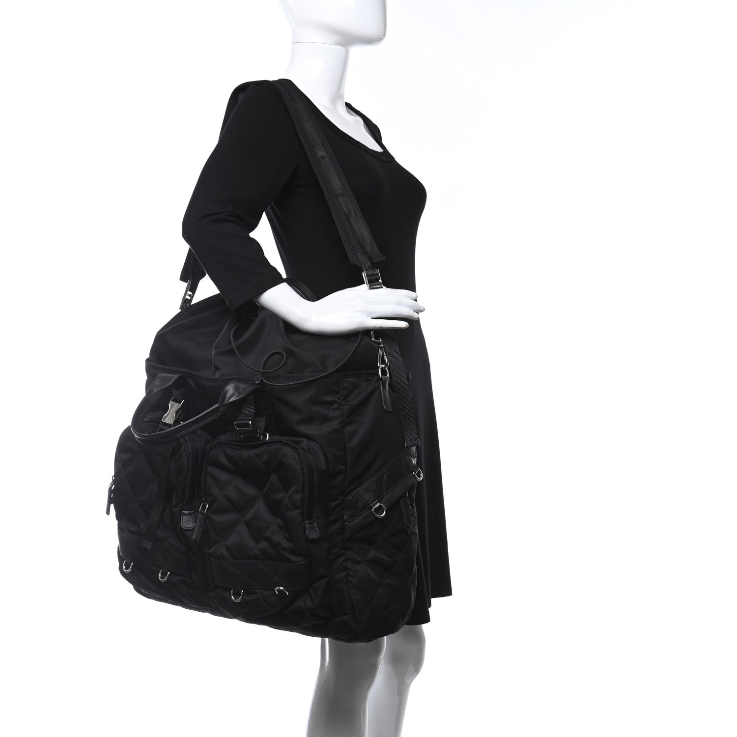 Prada Nylon Tessuto Impuntu Quilted Messenger Bag Black 2 of 8